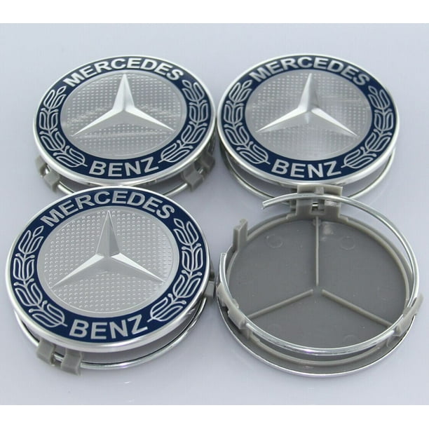 4Pc Wheel Rim Blue Center  Caps Emblem Fit for MERCEDES BENZ Logo Badge Hub 75mm